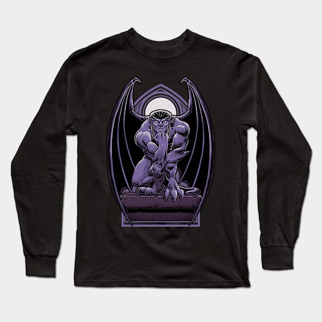 Gargoyle Animation Statue - Gothic 90s Animation Long Sleeve T-Shirt by Studio Mootant